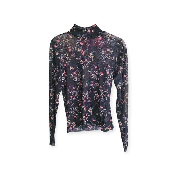 AFRM Black Semi-Sheer Floral Mesh Top Medium - Picture 3 of 10